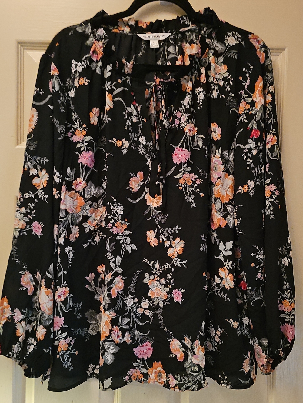 Counterparts Black Floral Long-Sleeve Blouse